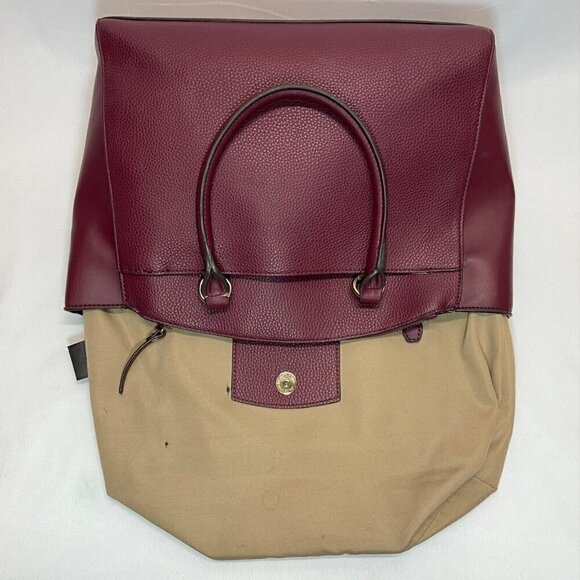 Nanette Lepore Plum Berry Saffiano Leather Large Tote Handle Shoulder Bag Purse - Picture 13 of 16